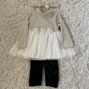 Baby girl tunic, velour leggings, headband size 24